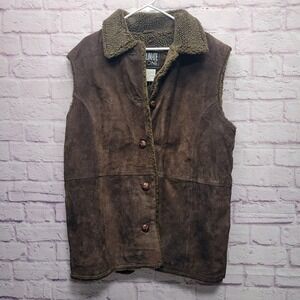VTG Climate‎ Zone Brown Suede Leather Vest Womens 14/16 Quilted Liner NWT NOS